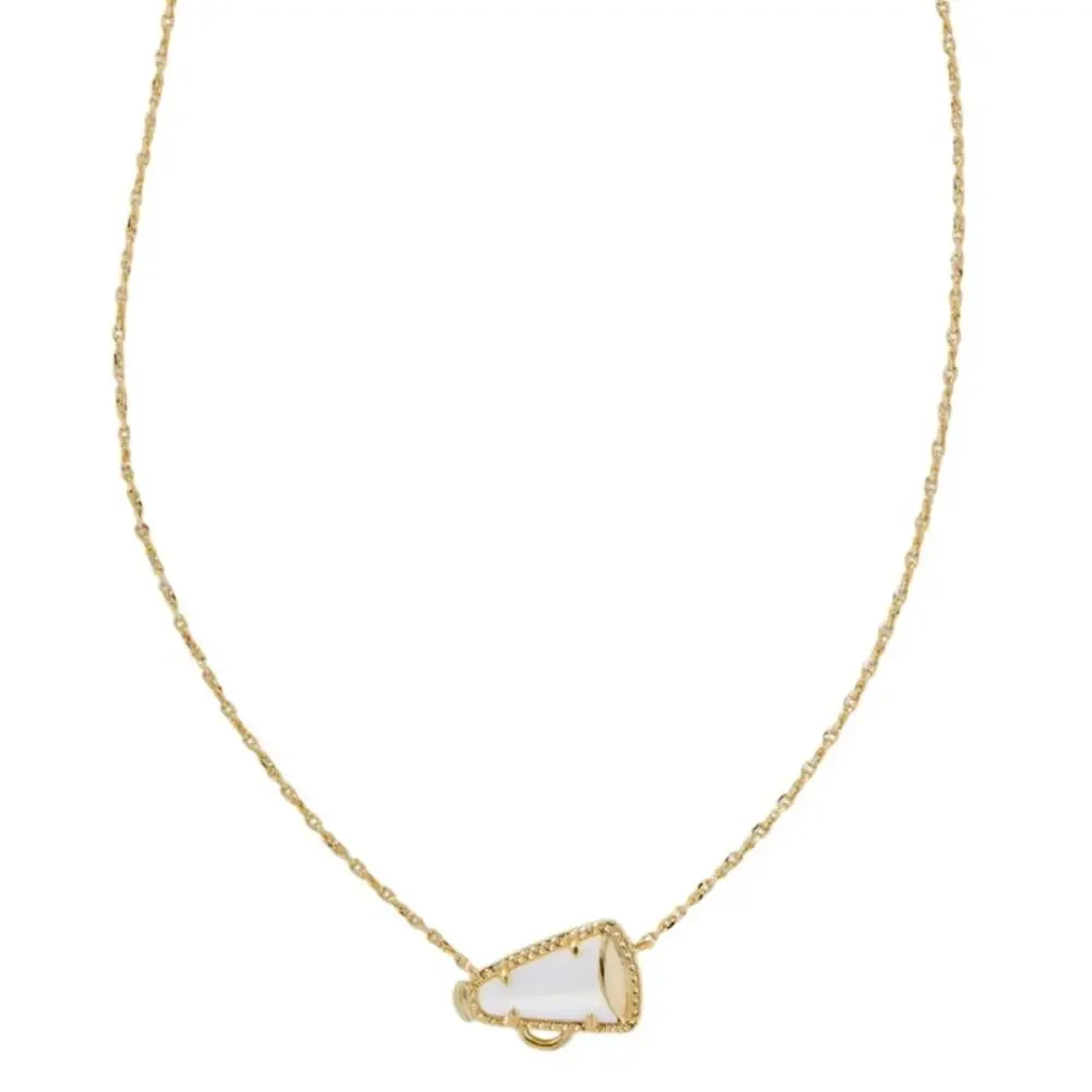 Kendra Scott Cheer Short Pendant Necklace in Gold White Mother-of-Pearl